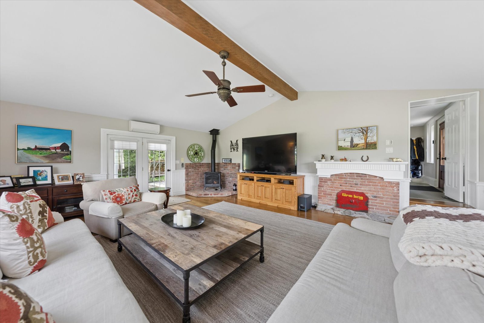 Family room with two fireplaces and open sightlines