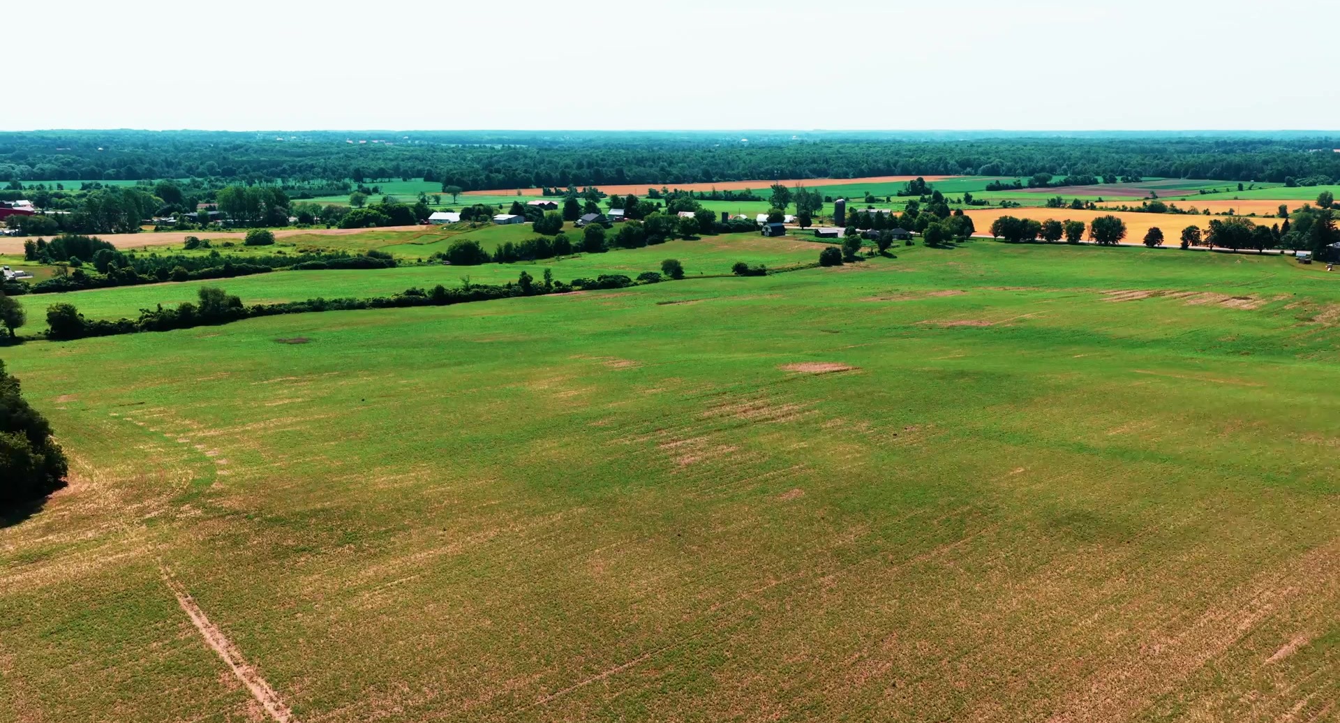 Aerial view of the farmland at McBain Farm